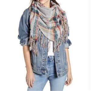 Free People Freemont Fringe Bandana Scarf Plaid